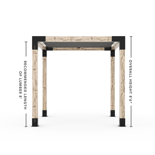 Pergola Kit With Shade Sail For 6x6 Wood Posts _8x8_graphite _8x8_crimson _8x8_denim _8x8_white